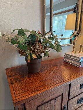 Style Faux Greenery Ivy Succulent Arrangement in Brown Pot Boho Home Decor